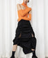 Drawstring Ruched Slit Skirt